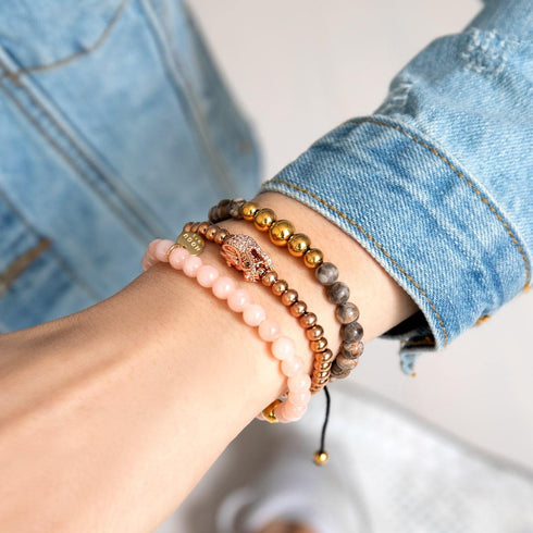 Fossiler Jaspis | Gold | Balance Edelstein Makramee Armband